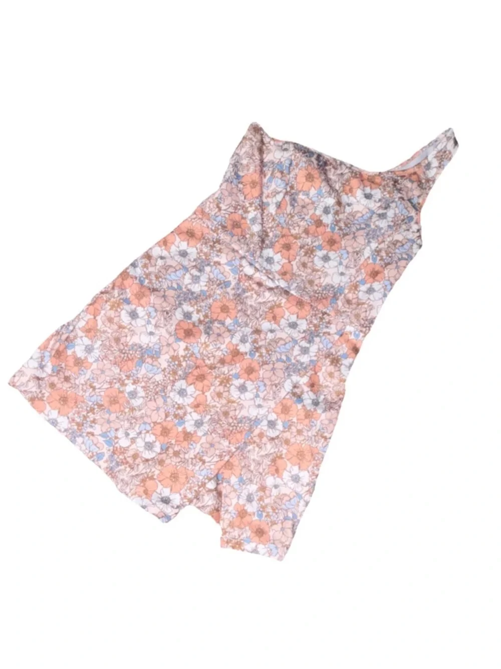 Altar’d Stare One-Shoulder Floral Romper in Peach and White - Picture 2 of 6